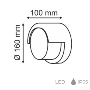 HELIOS HS 5813 12 Watt Siyah Yuvarlak Dış Mekan LED Aplik - Gün Işığı (3200K) - Metal Kasa