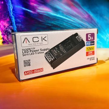 ACK AY02-00600 12 Volt 5 Amper 60 Watt LED Trafosu