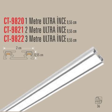 CATA CT-9822 3 Metre Siyah Ultra İnce Sıva Üstü Magnet Ray