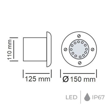 HOROZ 079-005-0002 ELMAS Krom 2 Watt Yere Gömme LED Armatür - Beyaz Işık (6400K)
