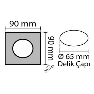 NOAS YL65-1630 HADES Kare Antrasit Cam Spot Kasası