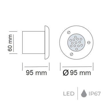 HOROZ 079-003-0002 SAFİR Krom 2 Watt Yere Gömme LED Armatür - Beyaz Işık (6400K)