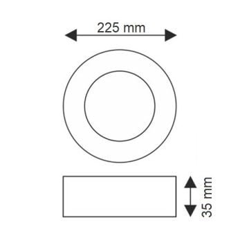 K2 GLOBAL KDL422B 18 Watt Siyah Kasa Sıva Üstü Yuvarlak LED Panel