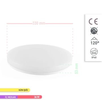 ACK AT10-83000 36 Watt Dekoratif LED Tavan Armatürü - Gün Işığı (3000K)