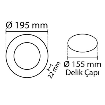 NOAS YL11-1200 12+4 Watt Mavi-Beyaz Sıva Altı Yuvarlak LED Panel