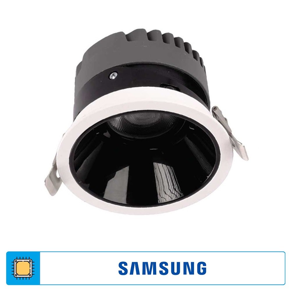 ACK AD10-01130 10 Watt Siyah-Beyaz Sıva Altı Yuvarlak SAMSUNG LED Spot - Beyaz Işık (6500K)