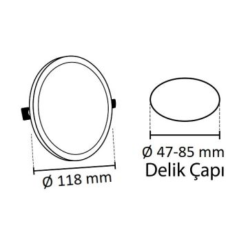 NOAS YL10-0900-A 9 Watt Ayarlanabilir Yuvarlak LED Panel