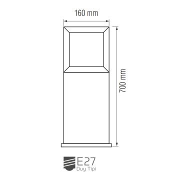 inoled 9108 Begonya 70 cm Bollard Armatür (PC Gövde)