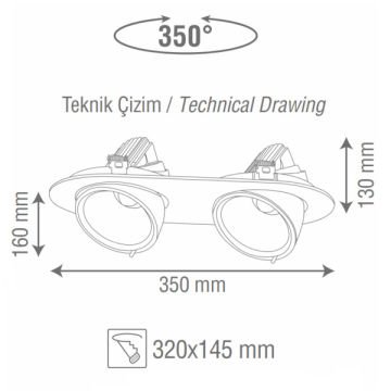 goldX ZE753-BK Siyah Kasa 2x40 Watt İkili Salyangoz LED Spot (SAMSUNG LED & TRIDONIC Driver)