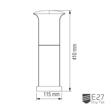 inoled 9122 Petunya 41 cm Mantar Bollard Armatür (PC Gövde)