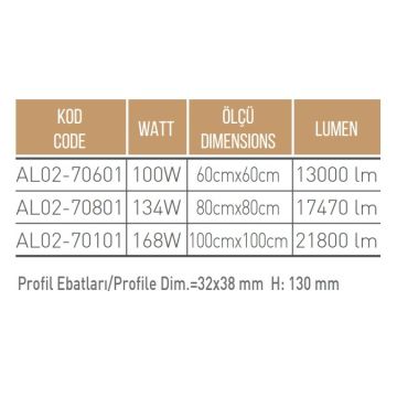 ACK AL02-70101 100x100 cm Dekoratif Lineer LED Avize