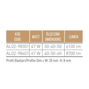 ACK AL02-98401 60+50+40 cm Plofenyer LED Avize (SAMSUNG/OSRAM LED - PHILIPS/MEAN WELL/TRIDONIC Driver)