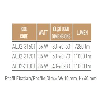 CreaLight AL02-31701 70+60+50 cm Üçlü Halka LED Avize - Gün Işığı (3000K)