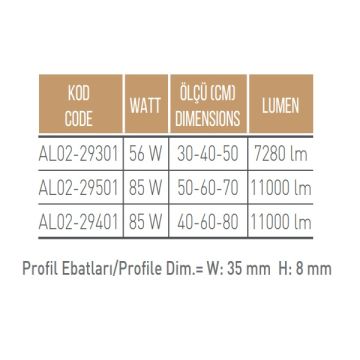 ACK AL02-29501 70+60+50 cm Üçlü Halka LED Avize - Gün Işığı (3000K)