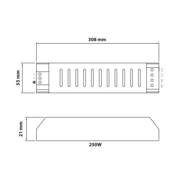 inoled 2148 12 Volt 250 Watt 20.8 Amper Ultra Slim LED Trafosu