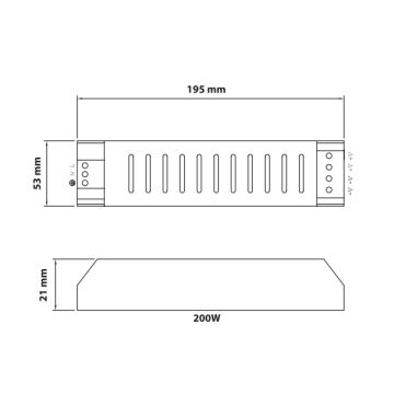 inoled 2147 12 Volt 200 Watt 16.6 Amper Ultra Slim LED Trafosu