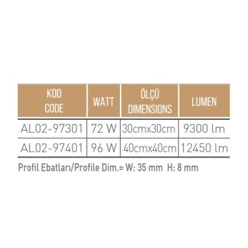 ACK AL02-97401 96 Watt Üçlü Kare Halka LED Avize
