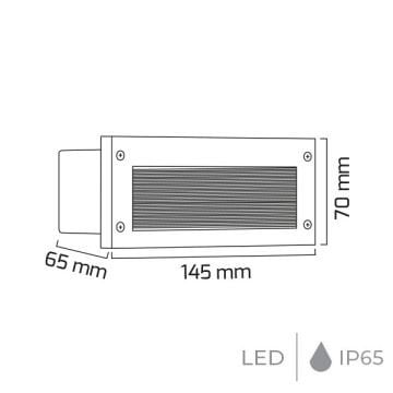 GOYA GY 6243 3 Watt Sıva Altı Siyah Dikdötgen Dış Mekan LED Merdiven Armatürü - Gün Işığı (3000K) - IP65 - Metal Kasa