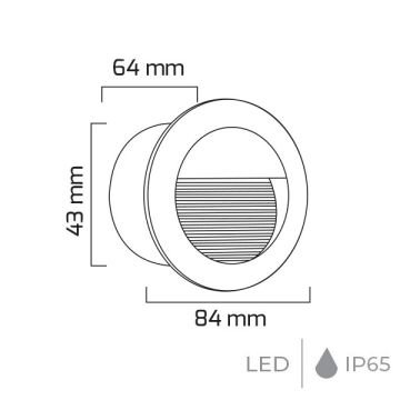 GOYA GY 6242 3 Watt Sıva Altı Siyah Yuvarlak Dış Mekan LED Merdiven Armatürü - Gün Işığı (3000K) - IP65 - Metal Kasa