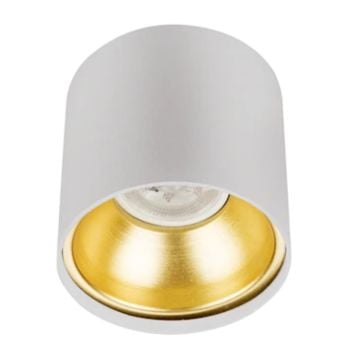 ERKled ERK5515B 10x10 cm Beyaz-Gold Sıva Üstü Silindir Spot Kasası (PC Gövde)
