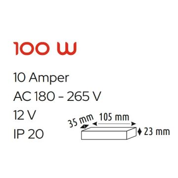 HELIOS HS 3404 12 Volt 10 Amper 120 Watt Ultra Slim LED Trafosu
