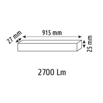 HELIOS HS8594 30 Watt 91 cm Siyah Gövde OSRAM LED Magnet Armatür - 2 Renk Fonksiyonlu [Gün Işığı (3000K) + Ilık Beyaz (4000K)]