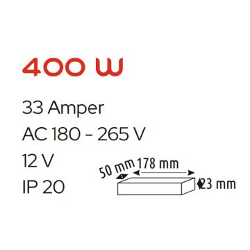 HELIOS HS 3408 12 Volt 27 Amper 320 Watt Ultra Slim LED Trafosu