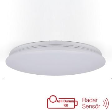 inoled 5169-02 18 Watt Acil Aydınlatma Kitli ve Radar Sensörlü LED Tavan Armatürü - SAMSUNG LED - Gün Işığı (3000K)