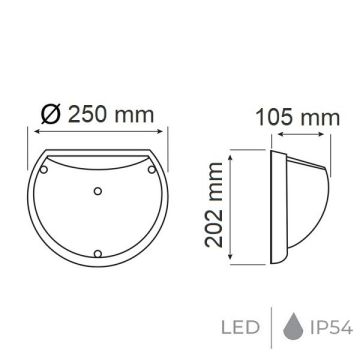 HOROZ 400-415-114 AQUA YARIMAY 9 Watt Beyaz Sensörlü Dış Mekan LED Glop Aplik - Beyaz Işık (6500K) [Plastik Kasa]