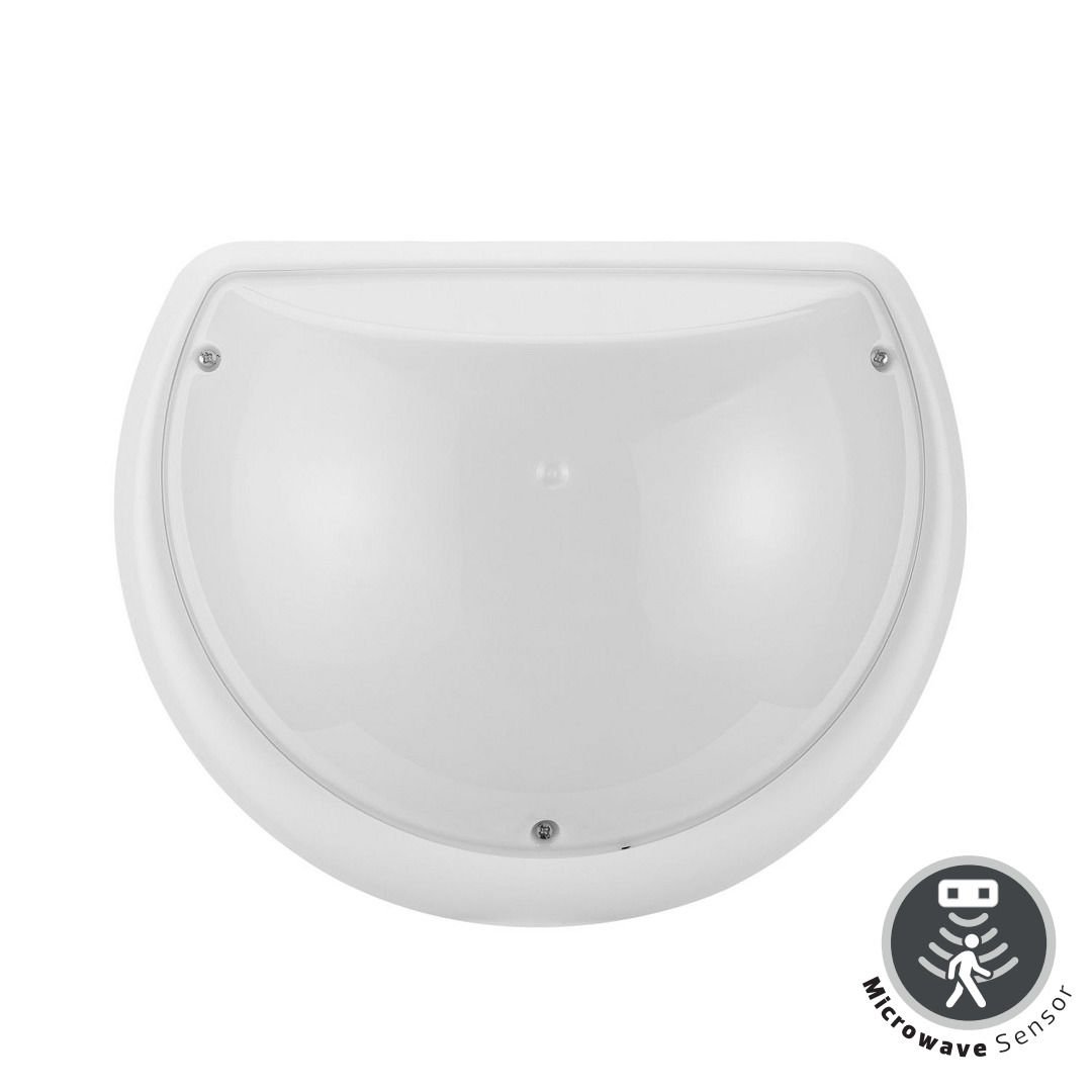 HOROZ 400-415-114 AQUA YARIMAY 9 Watt Beyaz Sensörlü Dış Mekan LED Glop Aplik - Beyaz Işık (6500K) [Plastik Kasa]
