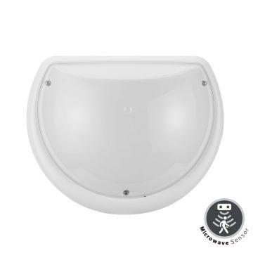 HOROZ 400-415-114 AQUA YARIMAY 9 Watt Beyaz Sensörlü Dış Mekan LED Glop Aplik - Beyaz Işık (6500K) [Plastik Kasa]