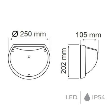 HOROZ 400-423-114 AQUA YARIMAY 9 Watt Siyah Sensörlü Dış Mekan LED Glop Aplik - Gün Işığı (3000K) [Plastik Kasa]