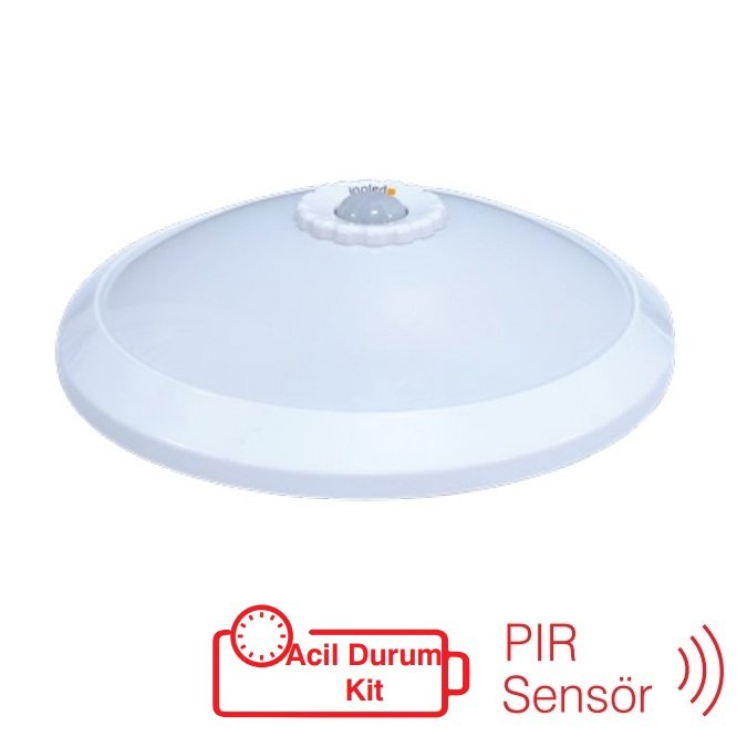 inoled 5146-03 18 Watt Acil Aydınlatma Kitli ve Sensörlü LED Tavan Armatürü - Ilık Beyaz (4000K)