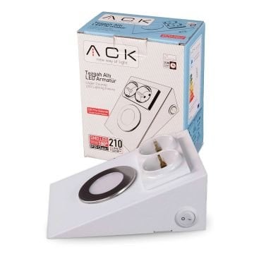 ACK AH11-00200 Çift Prizli Beyaz Kasa Tezgah Altı LED Armatür - Gün Işığı (3000K)