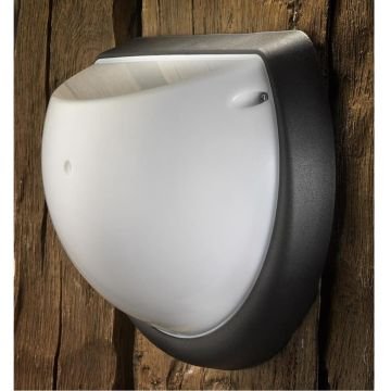 HOROZ 400-325-114 AQUA YARIMAY 9 Watt Opal Camlı Siyah Dış Mekan LED Aplik - Beyaz Işık (6500K) [Plastik Kasa]