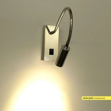 ACK AH09-00305 3 Watt Krom LED Okuma Apliği - Gün Işığı (3000K)