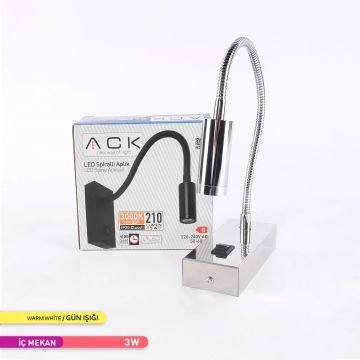ACK AH09-00305 3 Watt Krom LED Okuma Apliği - Gün Işığı (3000K)