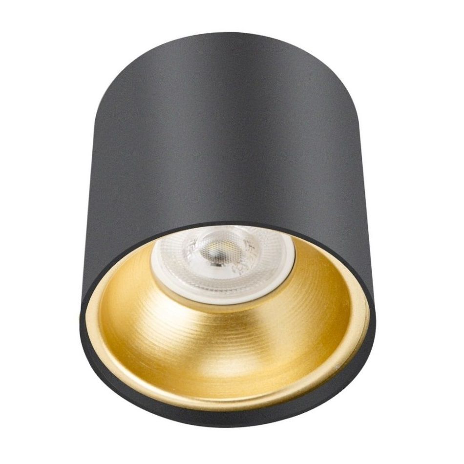 ERKled ERK2702 10x10 cm Siyah-Gold Sıva Üstü Silindir Spot Kasası