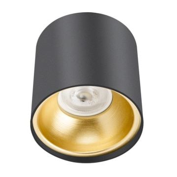 ERKled ERK2702 10x10 cm Siyah-Gold Sıva Üstü Silindir Spot Kasası