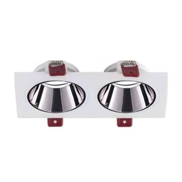 ACK AH03-07330 Beyaz-Platin Sıva Altı İkili Spot Kasası (Metal)
