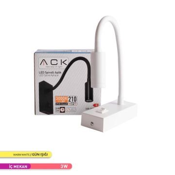 ACK AH09-00300 3 Watt Beyaz LED Okuma Apliği - Gün Işığı (3000K)