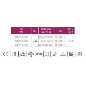 ACK AH09-00300 3 Watt Beyaz LED Okuma Apliği - Gün Işığı (3000K)