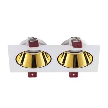 ACK AH03-07310 Beyaz-Gold Sıva Altı İkili Spot Kasası (Metal)