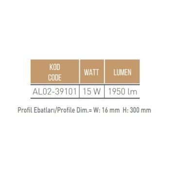 CreaLight AL02-39101 15 Watt Siyah/Beyaz Dekoratif LED Aplik