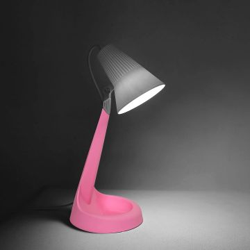 ZİTA 302-Pembe Beyaz Abajurlü Pembe Masa Lambası - PC Gövde - E14 Duylu