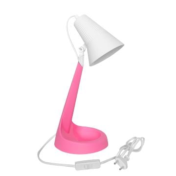 ZİTA 302-Pembe Beyaz Abajurlü Pembe Masa Lambası - PC Gövde - E14 Duylu