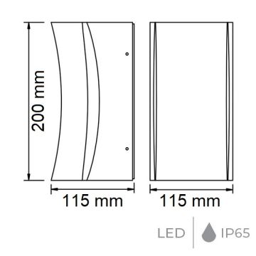 HOROZ 076-009-0012 SERVİ Siyah Çift Yönlü Dış Mekan LED Aplik (Metal Kasa)