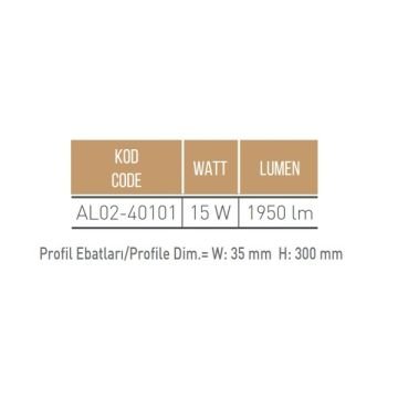 ACK AL02-40101 15 Watt Siyah/Beyaz Lineer LED Aplik