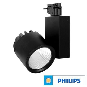 Braytron BD30-70431 Siyah Kasa 40 Watt Trifaze PHILIPS LED Ray Spot - Beyaz Işık (6500K)