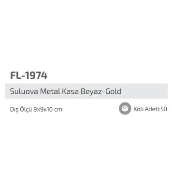 FORLIFE FL-1974 Suluova Beyaz-Gold 9x9x10 cm Sıva Üstü Spot Kasası - Metal